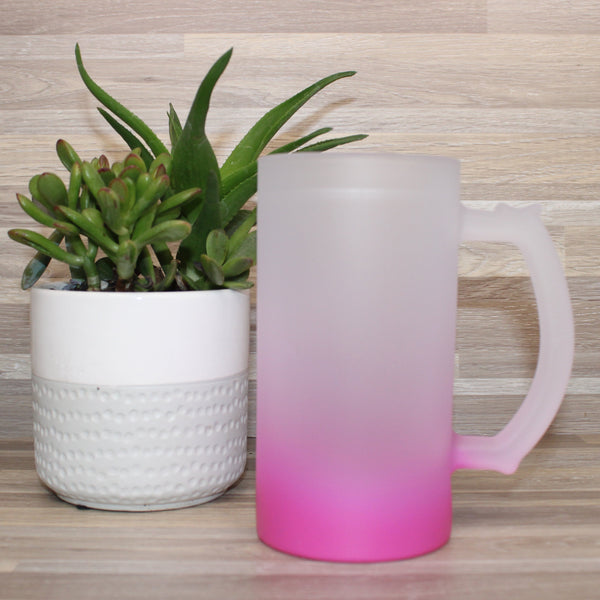 Tarro de 16 onzas en cristal templado color rosa